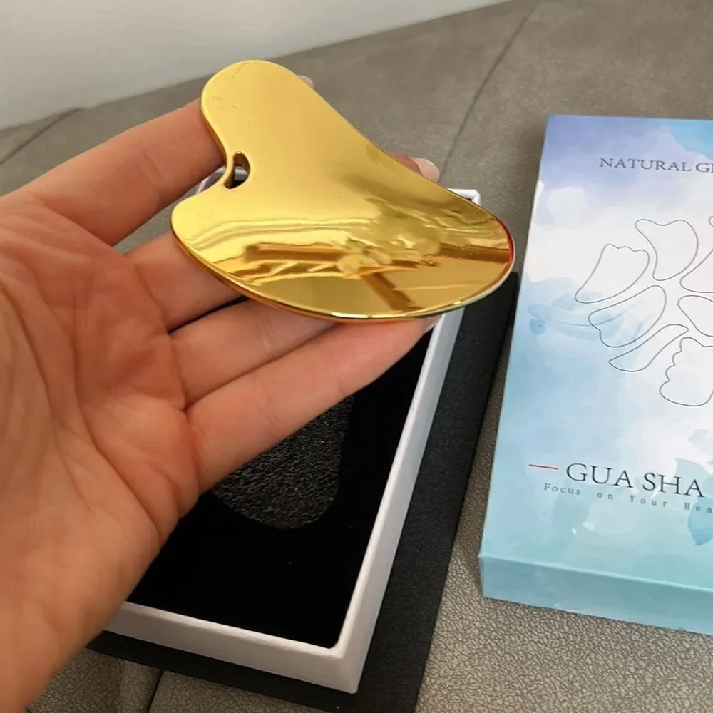 NEW WITH BOX STAINLESS STEEL GUA SHA rare GOLD